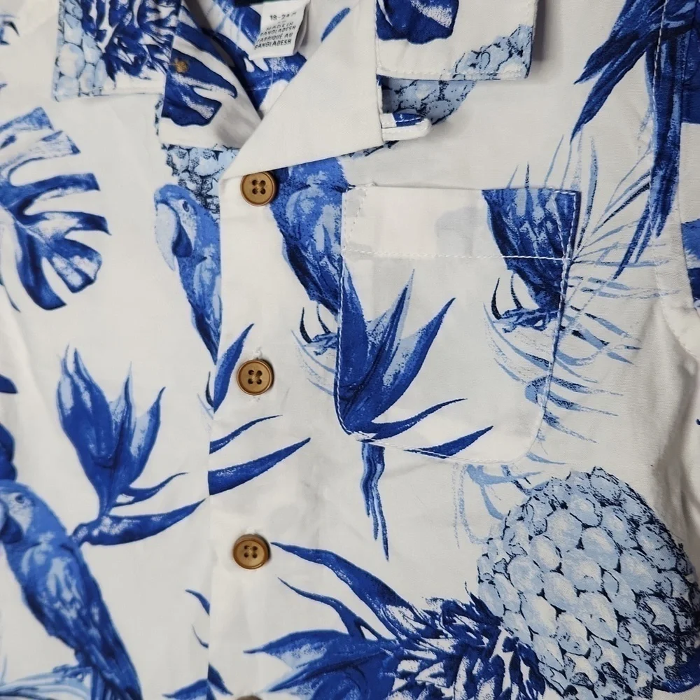 THE Children's Place Parrot Poplin Button Down Shirt 18-24M NWT